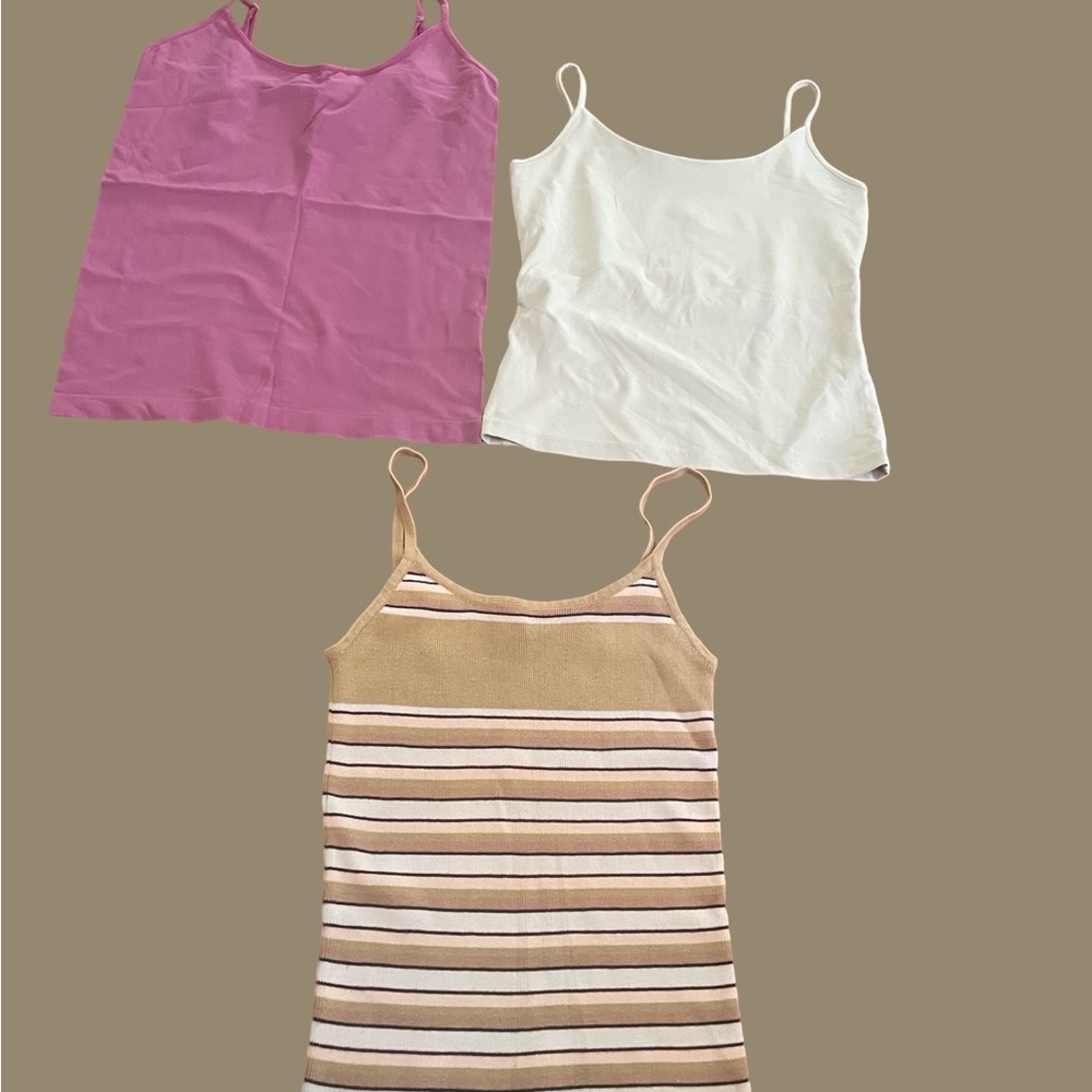 Express Bleus Attention camisole camis set of 3 purple mint green tan size small - Picture 3 of 15